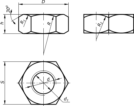 Гайки автокад. Гайка чертеж вид сбоку. Контргайка Начертательная геометрия. Гайка накидная аксонометрия чертеж. Вычерчивание шестигранной гайки.